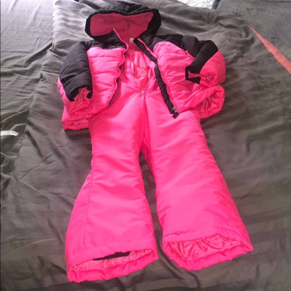 Girls Hot Pink & Black Snowbibs & Jacket